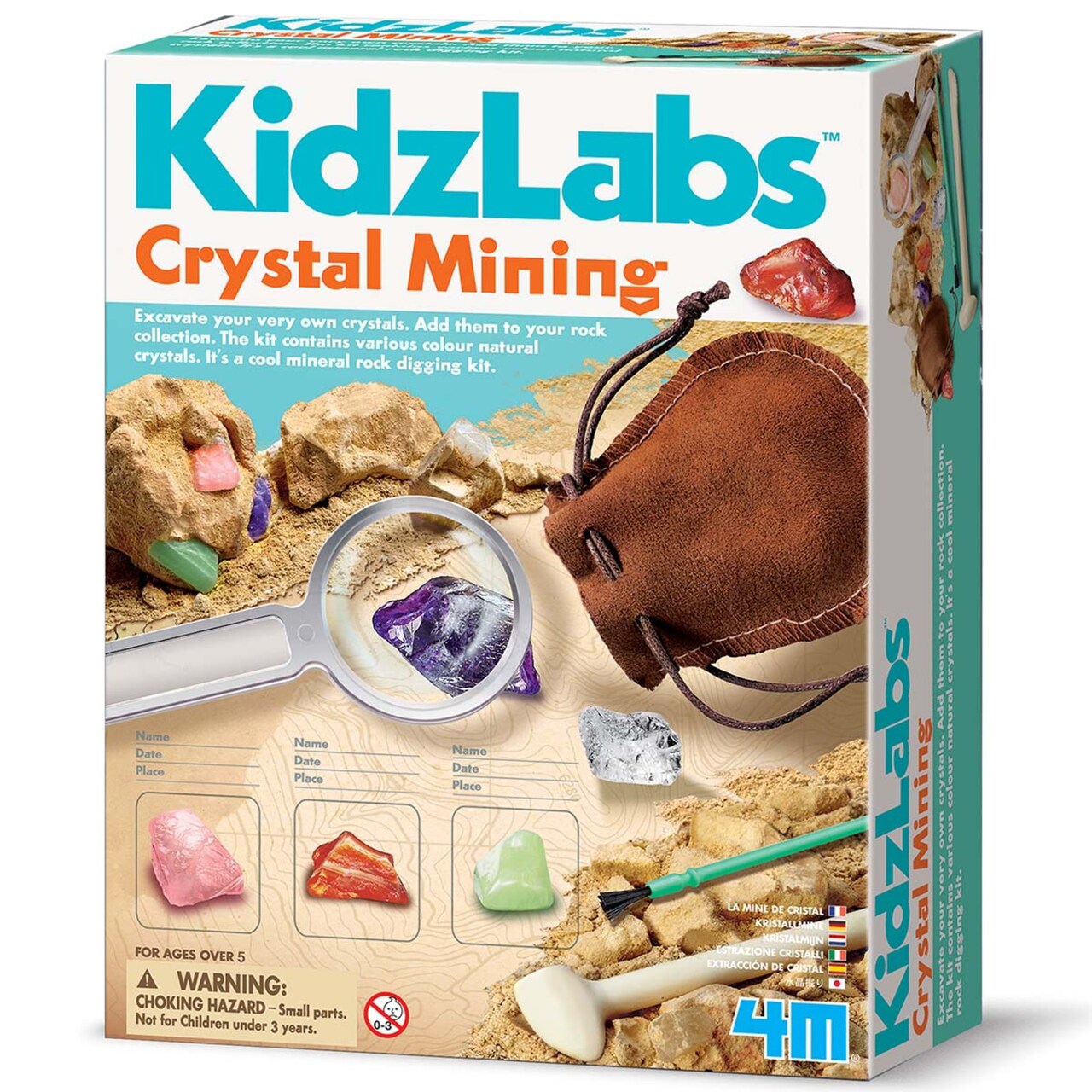 4M: KidzLabs - Crystal Mining - Plaster Block Excavation Kit, Dig & Discover Real Crystals, Mineral Mining Tool Set, STEM Science Geology Toy, Kids 5+